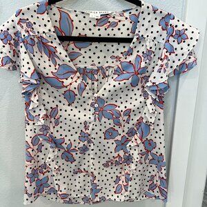 Veronica Beard Ashlynn floral polka dot blouse